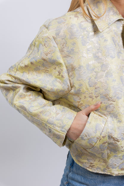 VESTE À MOTIF EN TISSU MÉTALLISÉ