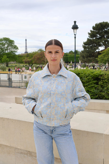 PATTERNED JACKET IN METALLIC FABRIC