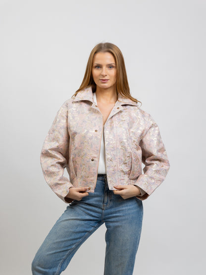 VESTE À MOTIF EN TISSU MÉTALLISÉ