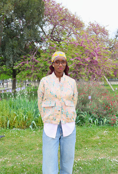 VESTE À MOTIF FLEURS MÉTALLISÉ