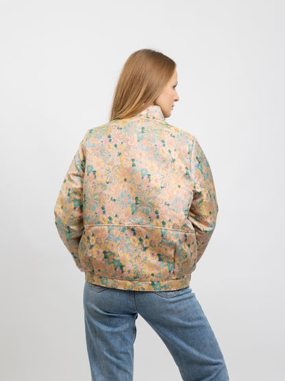 CHAQUETA CON ESTAMPADO FLORAL METÁLICO