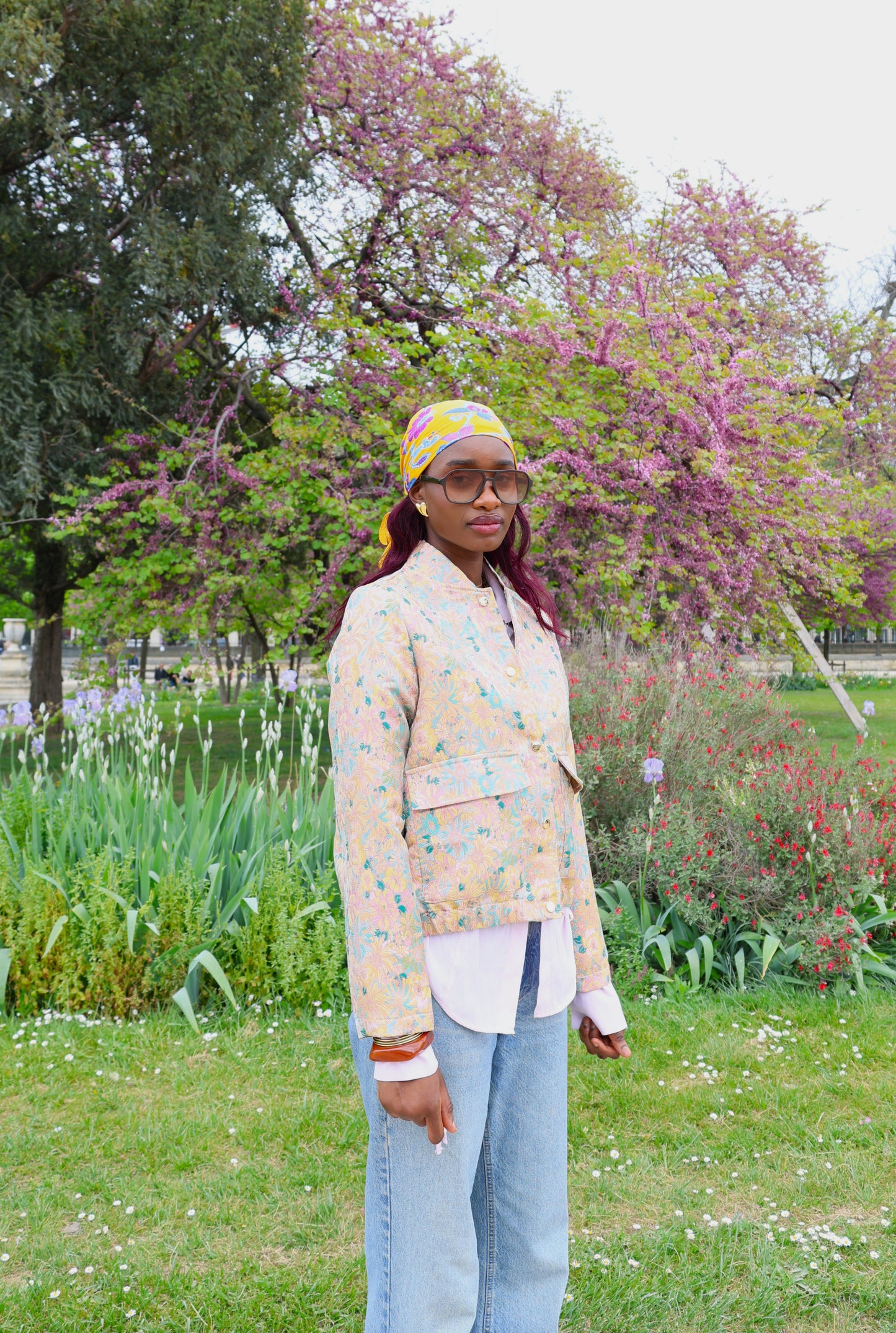 VESTE À MOTIF FLEURS MÉTALLISÉ