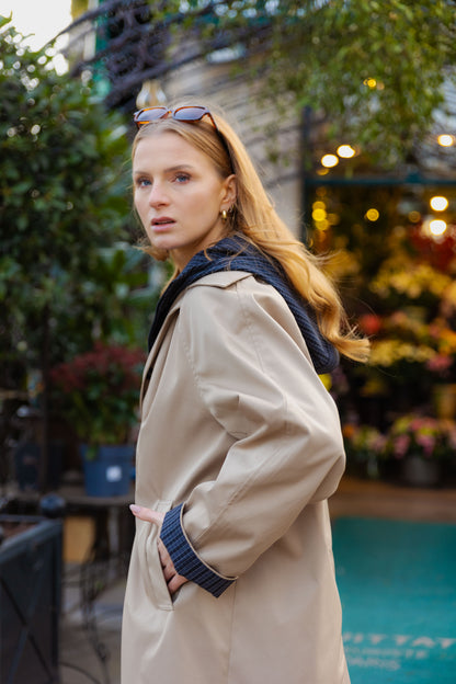 TWO-PIECE FAUX PARKA WITH CONTRASTING HOOD