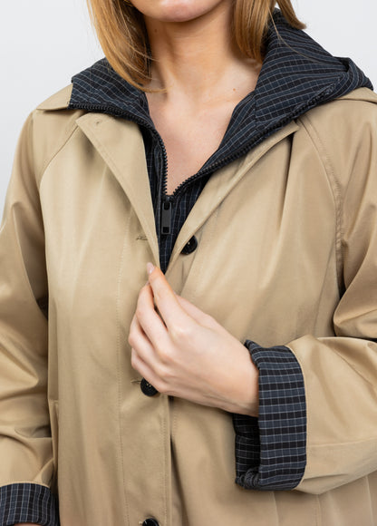 TWO-PIECE FAUX PARKA WITH CONTRASTING HOOD