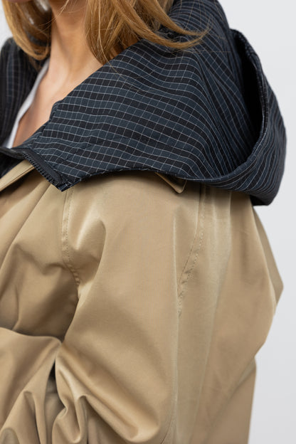 TWO-PIECE FAUX PARKA WITH CONTRASTING HOOD