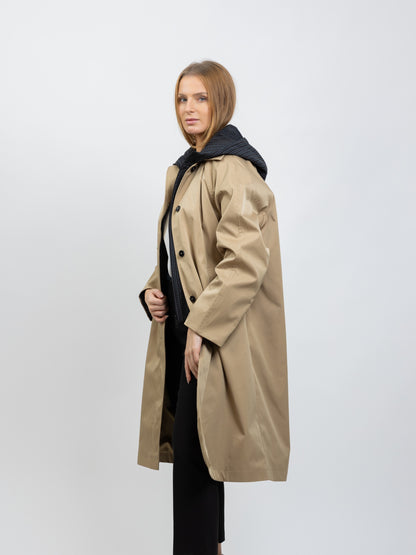 TWO-PIECE FAUX PARKA WITH CONTRASTING HOOD