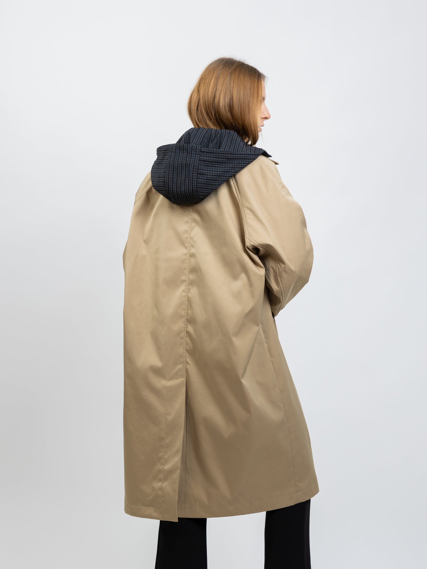 TWO-PIECE FAUX PARKA WITH CONTRASTING HOOD