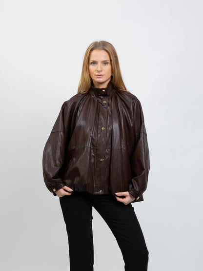 FAUX LEATHERETTE CAPE JACKET