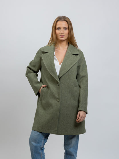 MANTEAU FAUX 2 PIÈCES AVEC CAPUCHE CONTRASTÉE