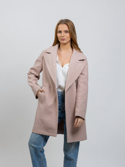 MANTEAU FAUX 2 PIÈCES AVEC CAPUCHE CONTRASTÉE