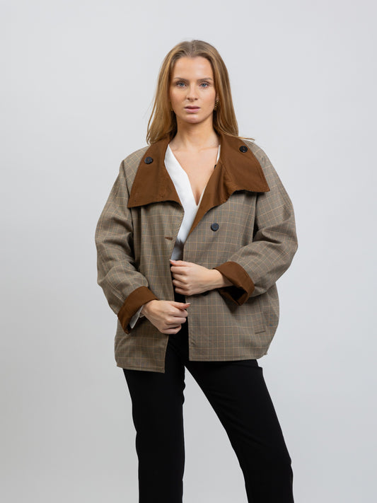 TRENCH COURT REVERSIBLE À CARREAUX