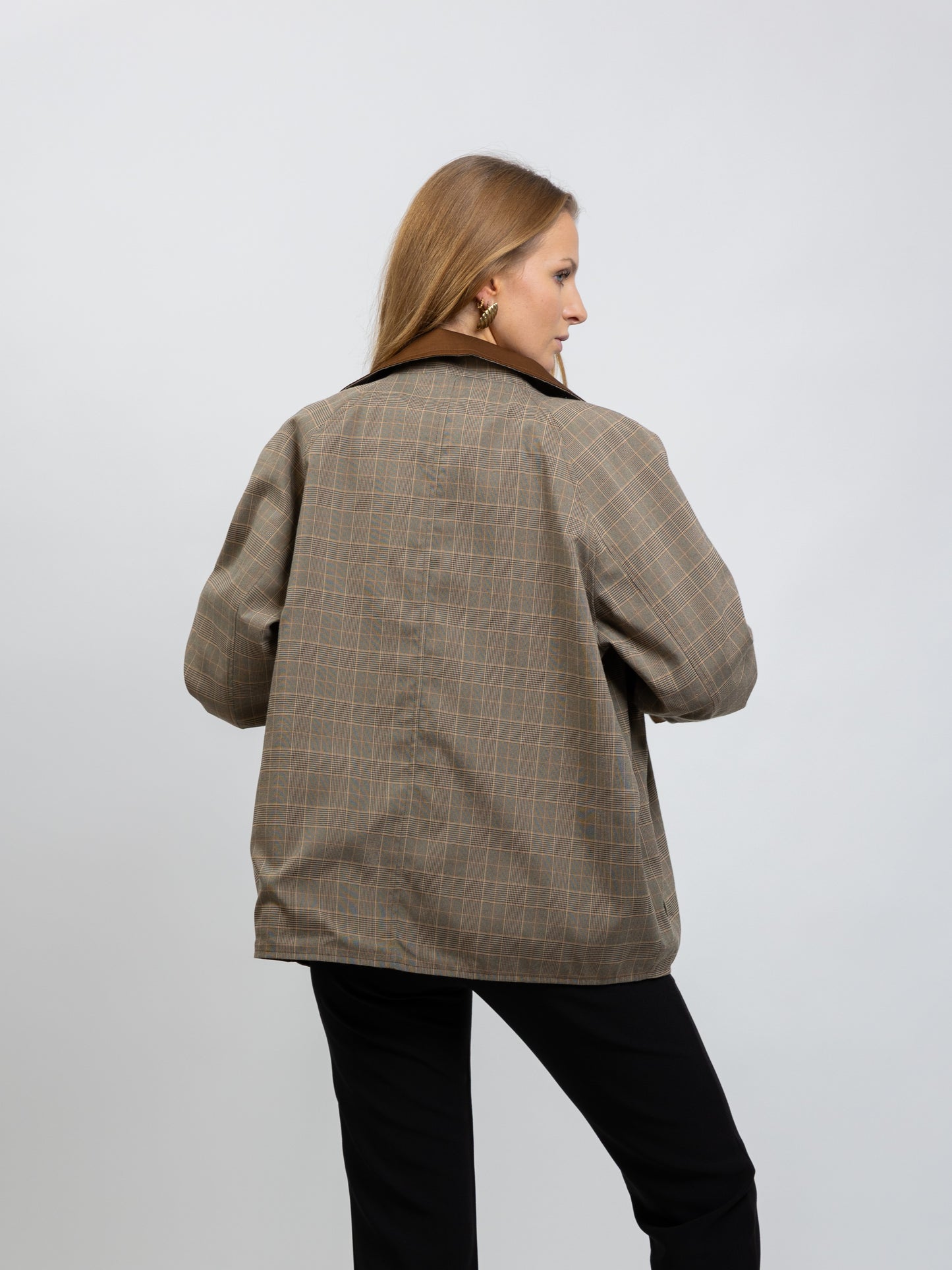 SHORT REVERSIBLE CHECKED TRENCH COAT
