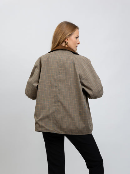 SHORT REVERSIBLE CHECKED TRENCH COAT