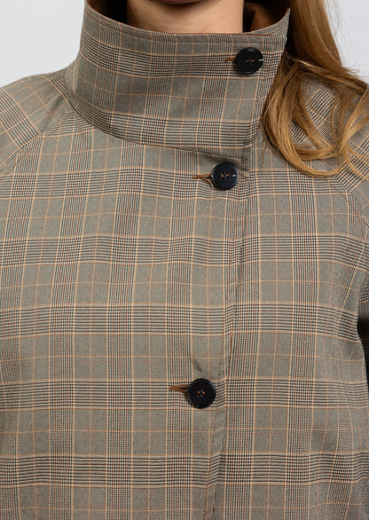 SHORT REVERSIBLE CHECKED TRENCH COAT