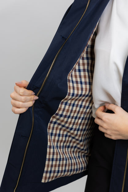 PANELED PARKA WITH CHECK PATTERN