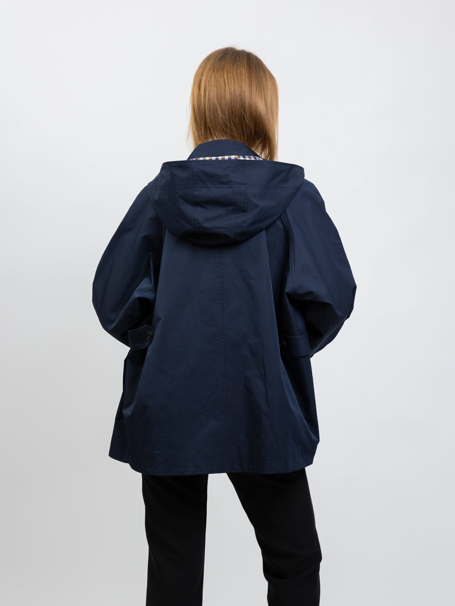 PANELED PARKA WITH CHECK PATTERN