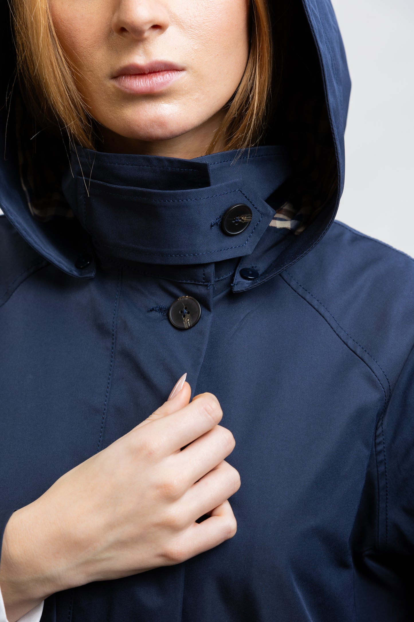 PANELED PARKA WITH CHECK PATTERN