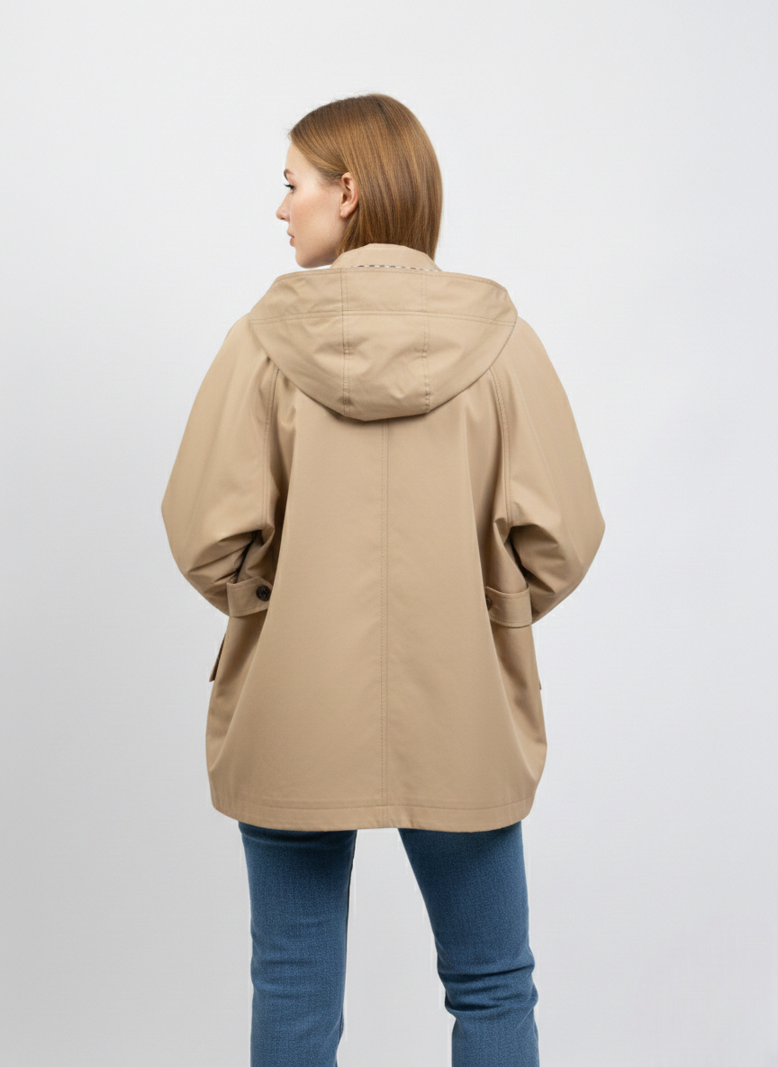 PANELED PARKA WITH CHECK PATTERN