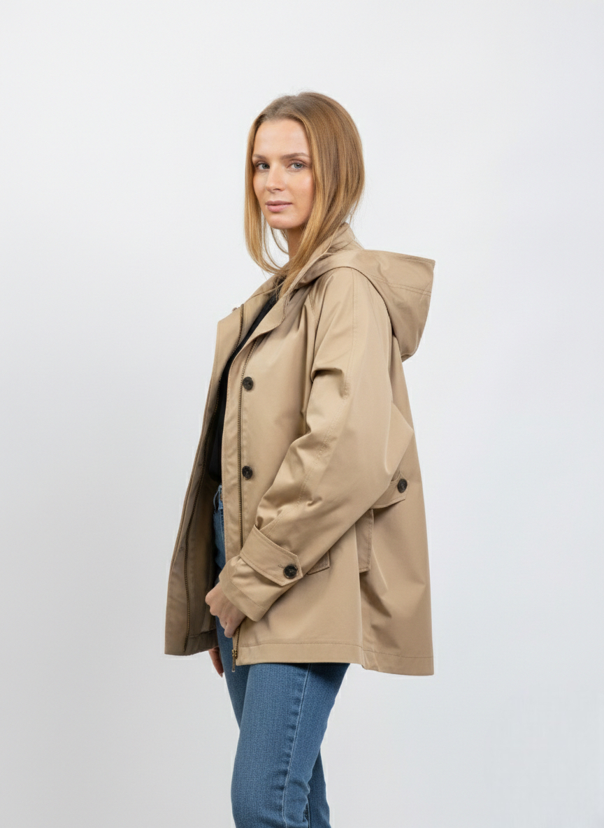 PANELED PARKA WITH CHECK PATTERN