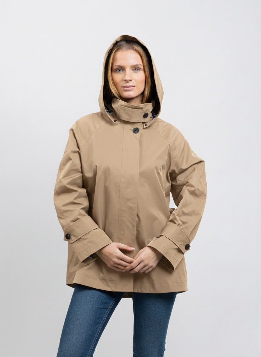 PANELED PARKA WITH CHECK PATTERN