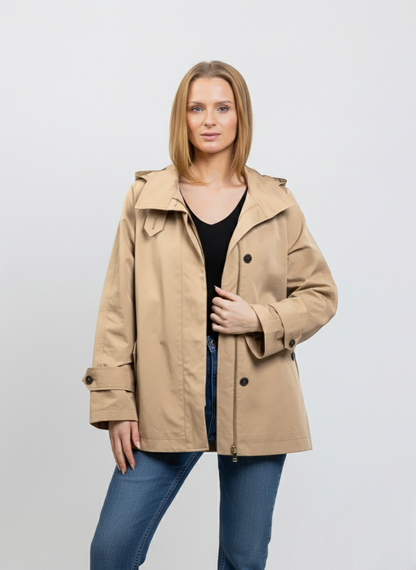 PANELED PARKA WITH CHECK PATTERN