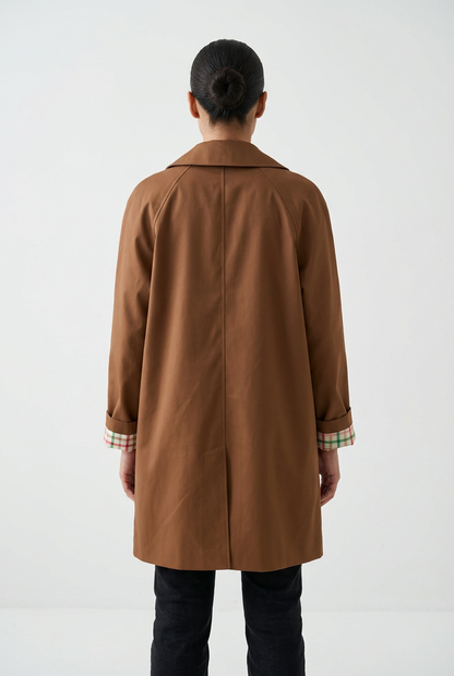TRENCH MI-LONG A DOUBLURE CARREAUX