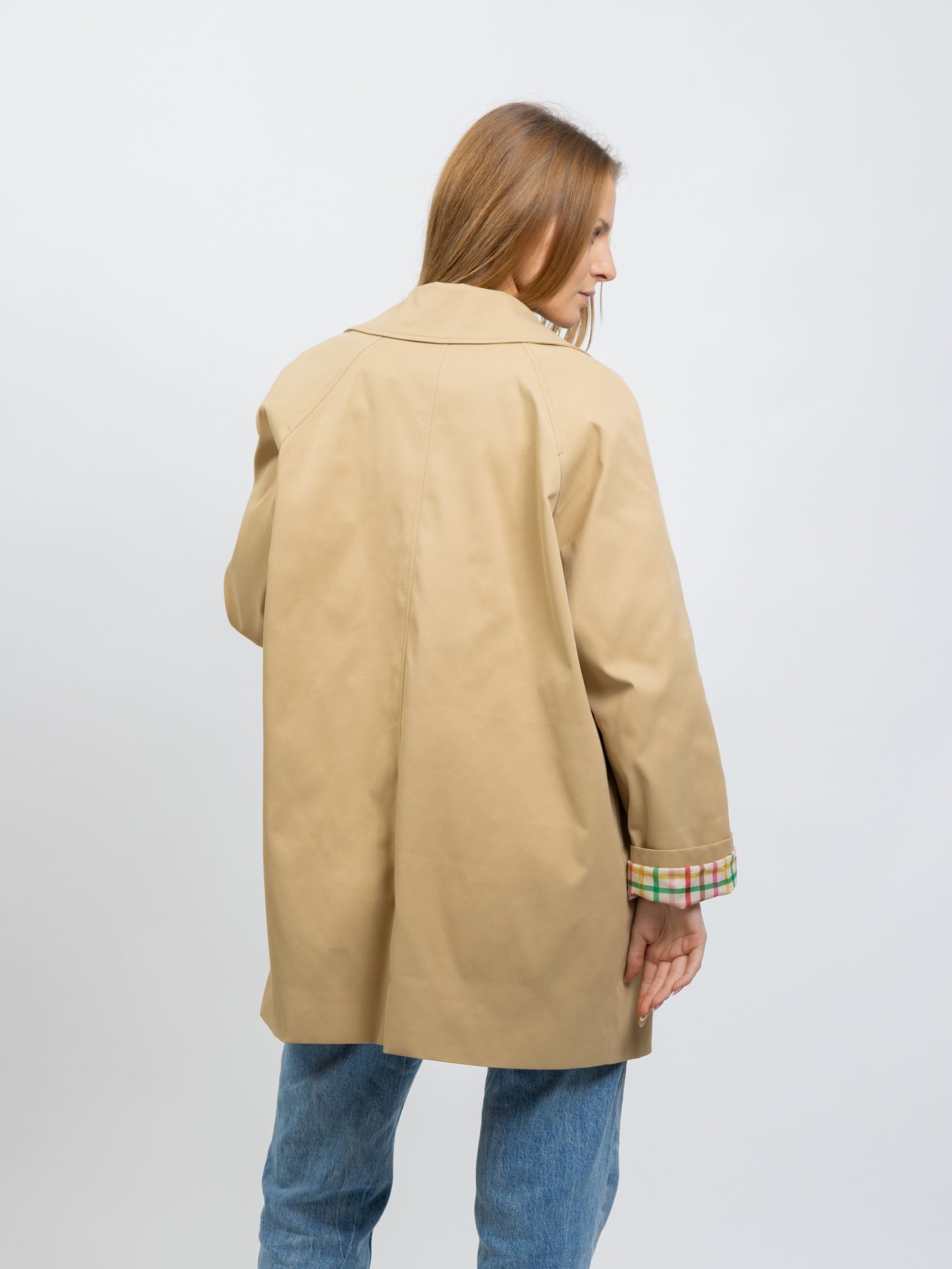TRENCH MI-LONG A DOUBLURE CARREAUX