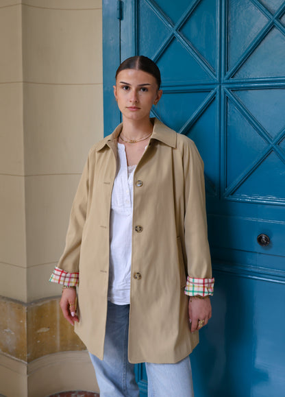TRENCH MI-LONG A DOUBLURE CARREAUX