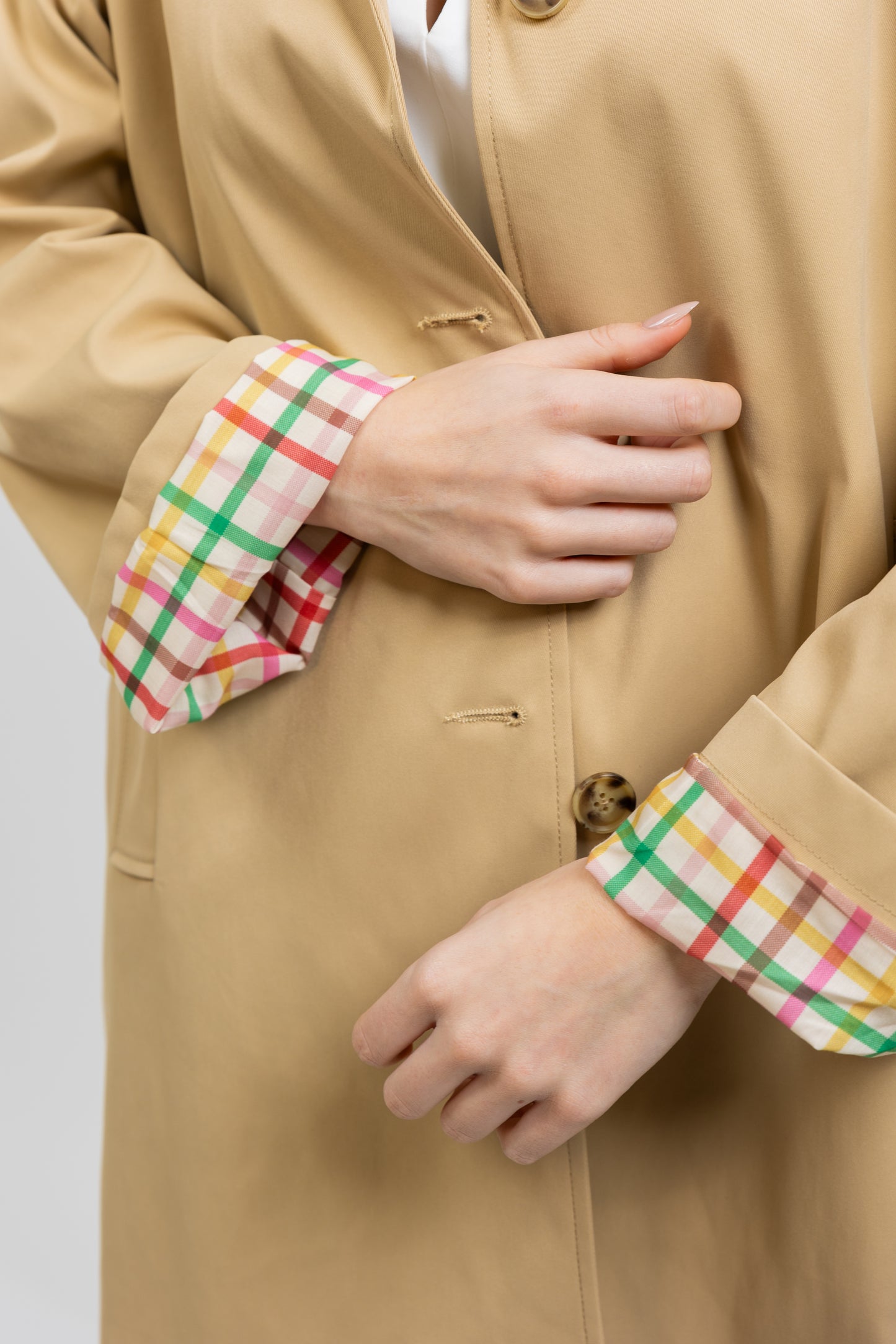 TRENCH MI-LONG A DOUBLURE CARREAUX