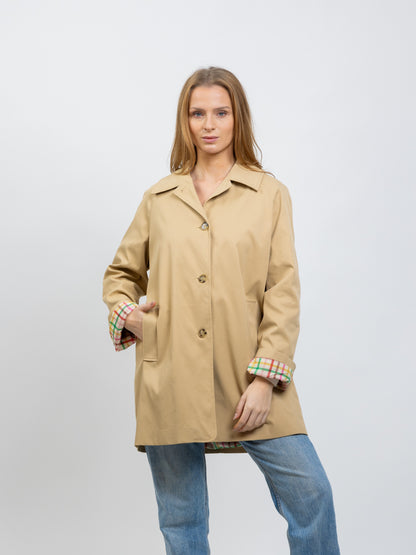 TRENCH MI-LONG A DOUBLURE CARREAUX