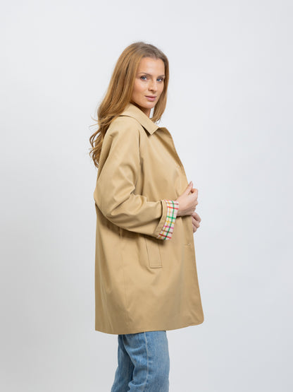 TRENCH MI-LONG A DOUBLURE CARREAUX