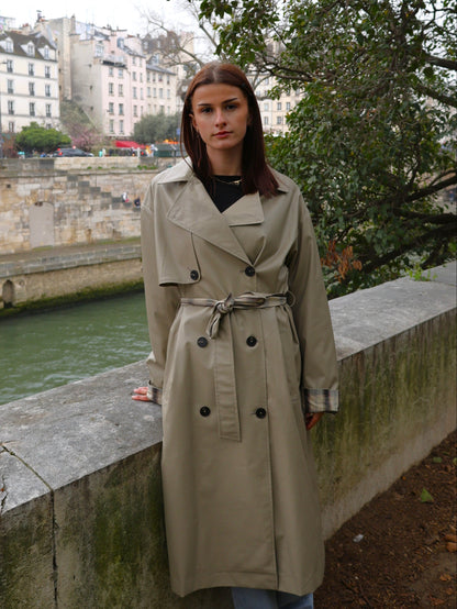 TRENCH À CEINTURE AVEC MOTIF CARREAUX
