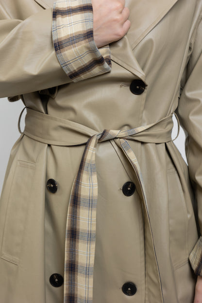 TRENCH À CEINTURE AVEC MOTIF CARREAUX