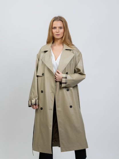 TRENCH À CEINTURE AVEC MOTIF CARREAUX