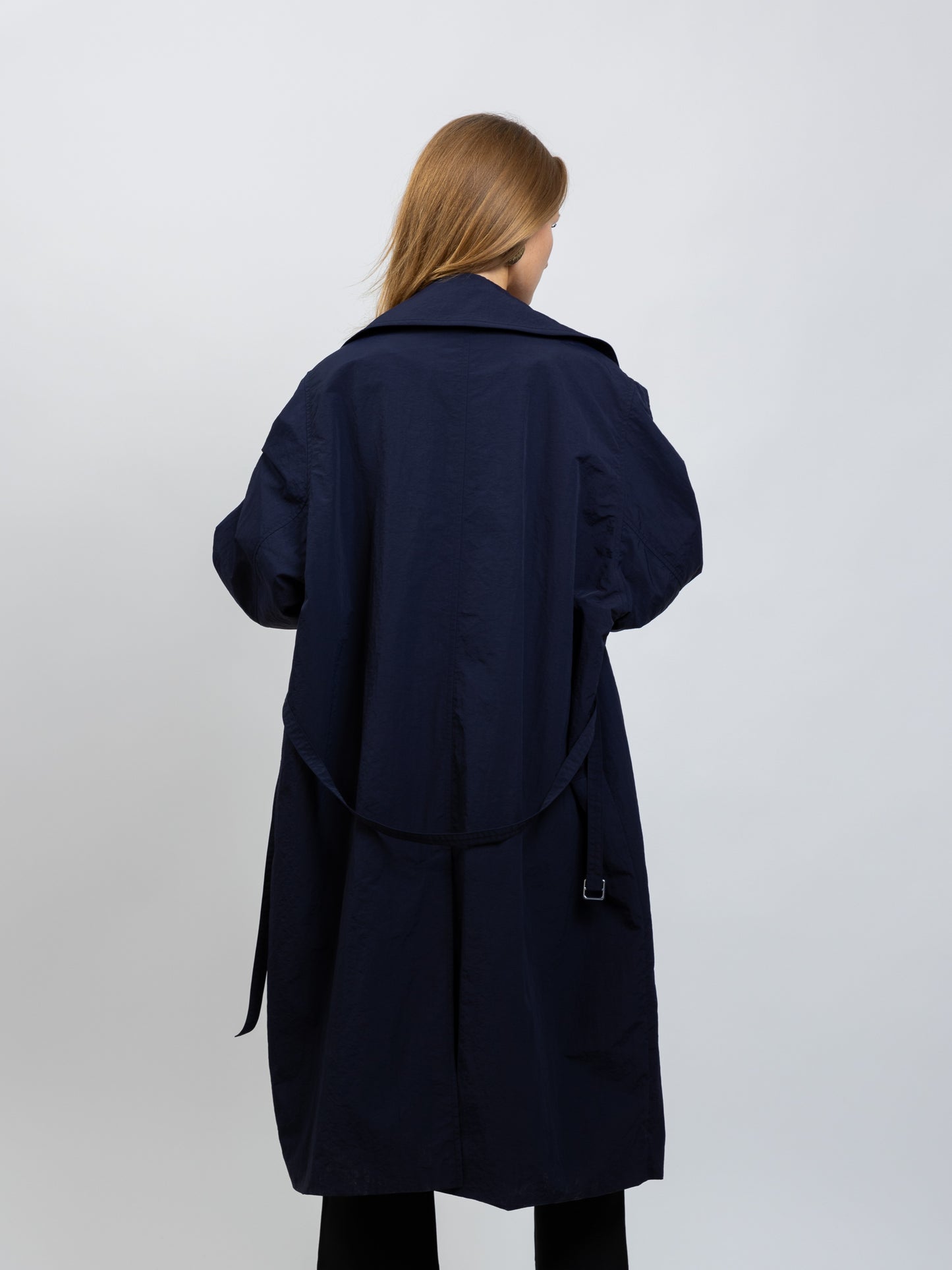 LONG TRENCH COAT WITH BELT AND CHECK LINING
