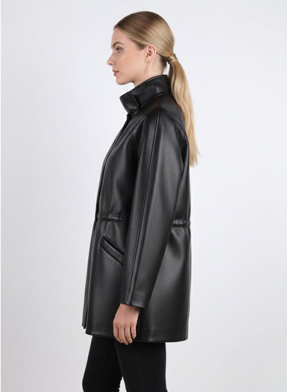 MANTEAU COL MONTANT EN SIMILICUIR