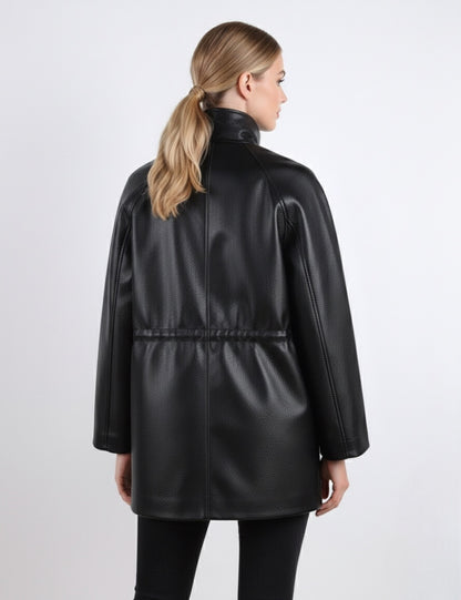 MANTEAU COL MONTANT EN SIMILICUIR
