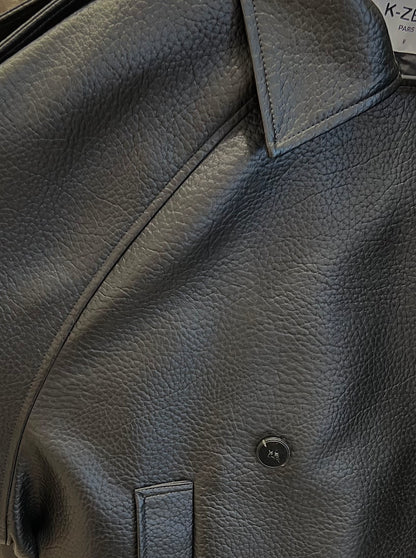 FAUX LEATHER BELTED JACKET
