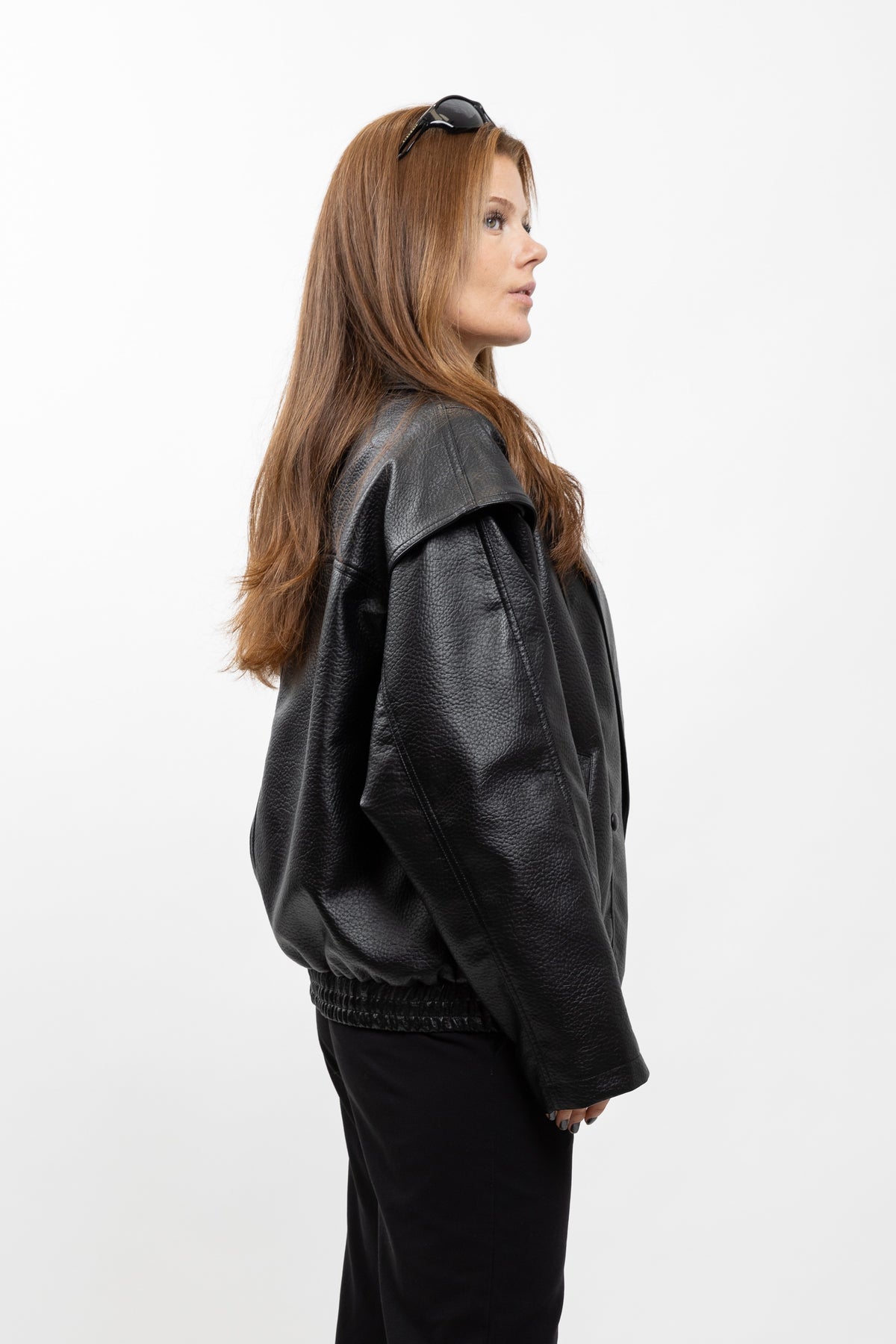 VESTE OVERSIZE EN SIMILICUIR GRAINÉ