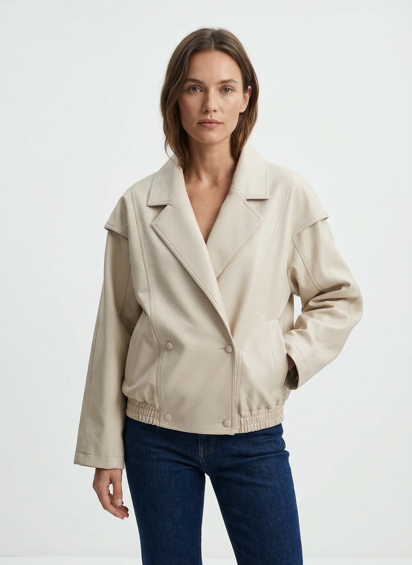 OVERSIZED GRAINED FAUX LEATHER JACKET