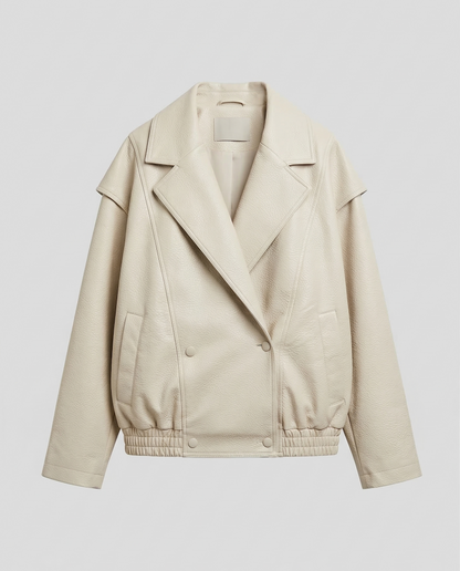 OVERSIZED GRAINED FAUX LEATHER JACKET