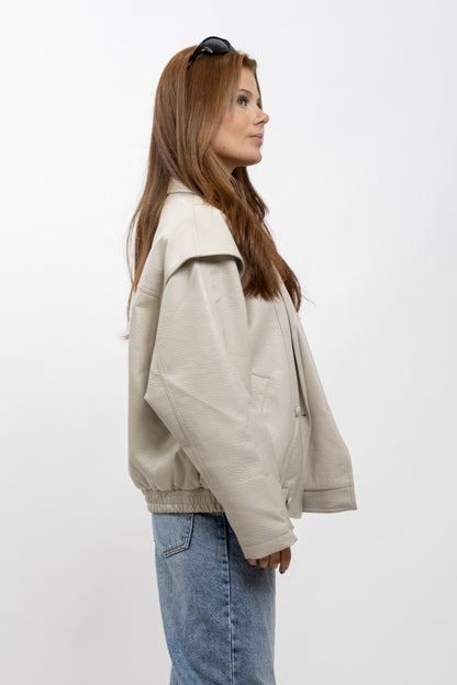 VESTE OVERSIZE EN SIMILICUIR GRAINÉ