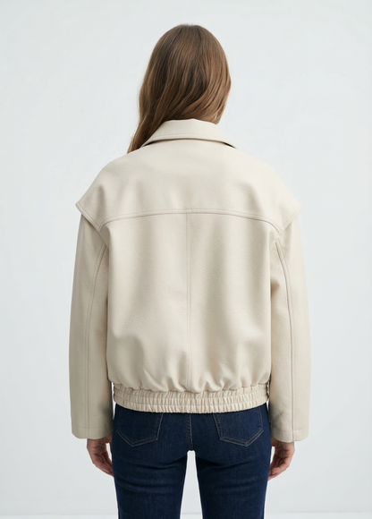 OVERSIZED GRAINED FAUX LEATHER JACKET