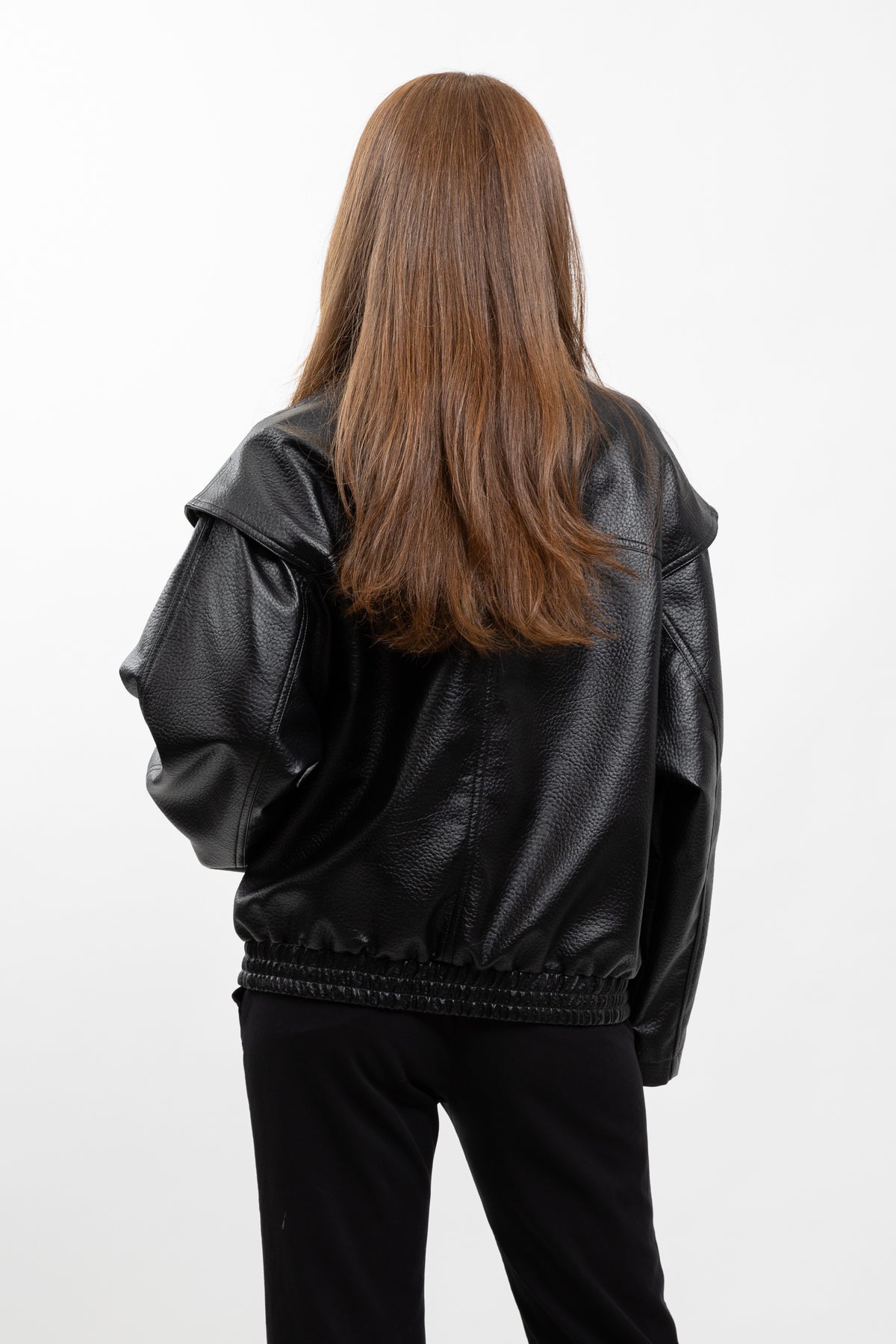 VESTE OVERSIZE EN SIMILICUIR GRAINÉ