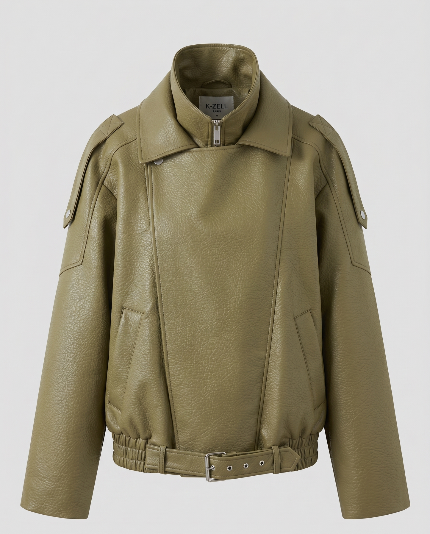 VESTE BIKER SIMILICUIR GRAINÉ À DOUBLE COL