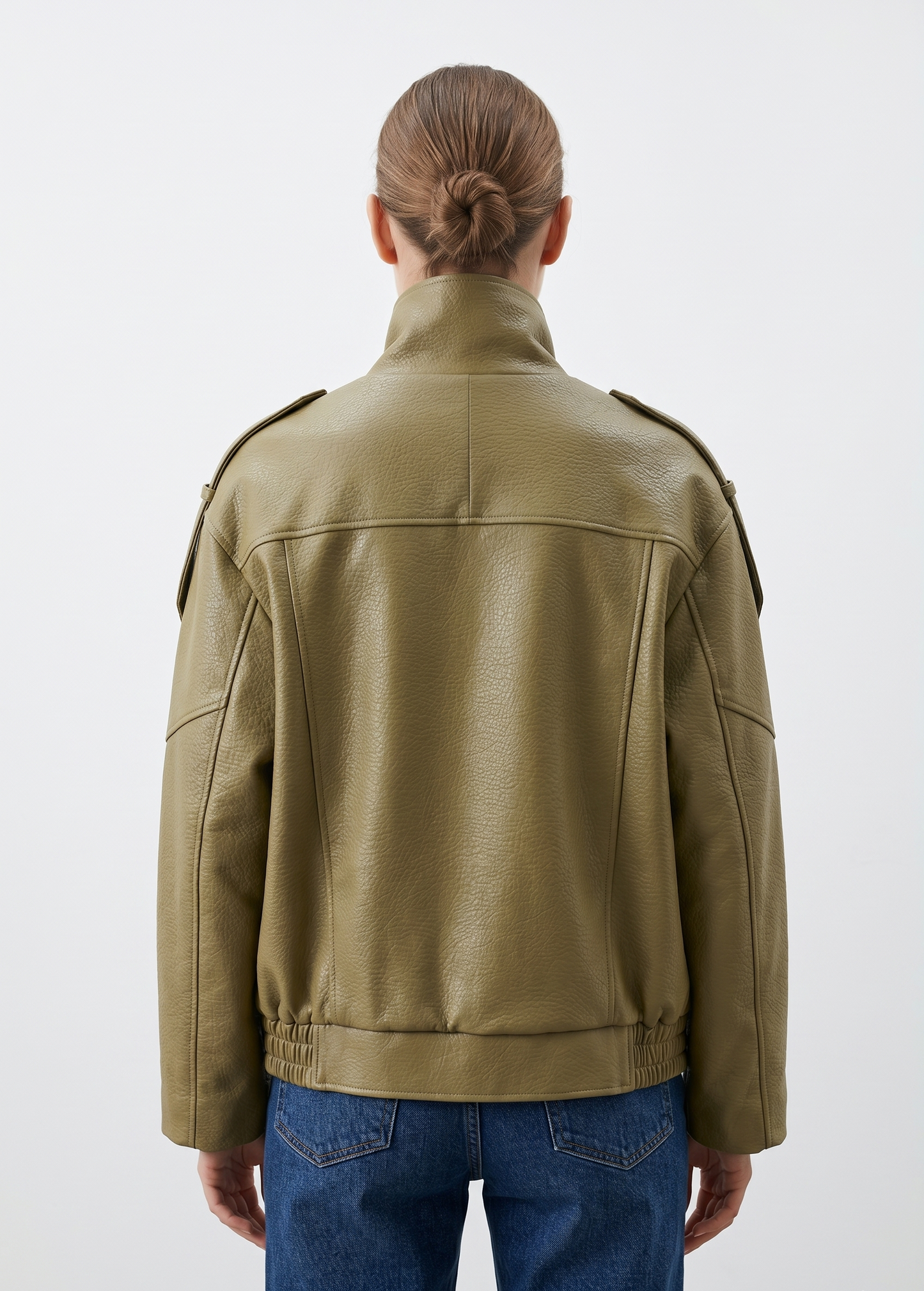 VESTE BIKER SIMILICUIR GRAINÉ À DOUBLE COL