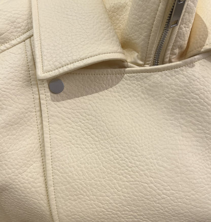 VESTE BIKER SIMILICUIR GRAINÉ À DOUBLE COL - K-ZELL PARIS