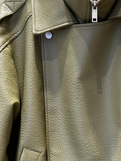 VESTE BIKER SIMILICUIR GRAINÉ À DOUBLE COL