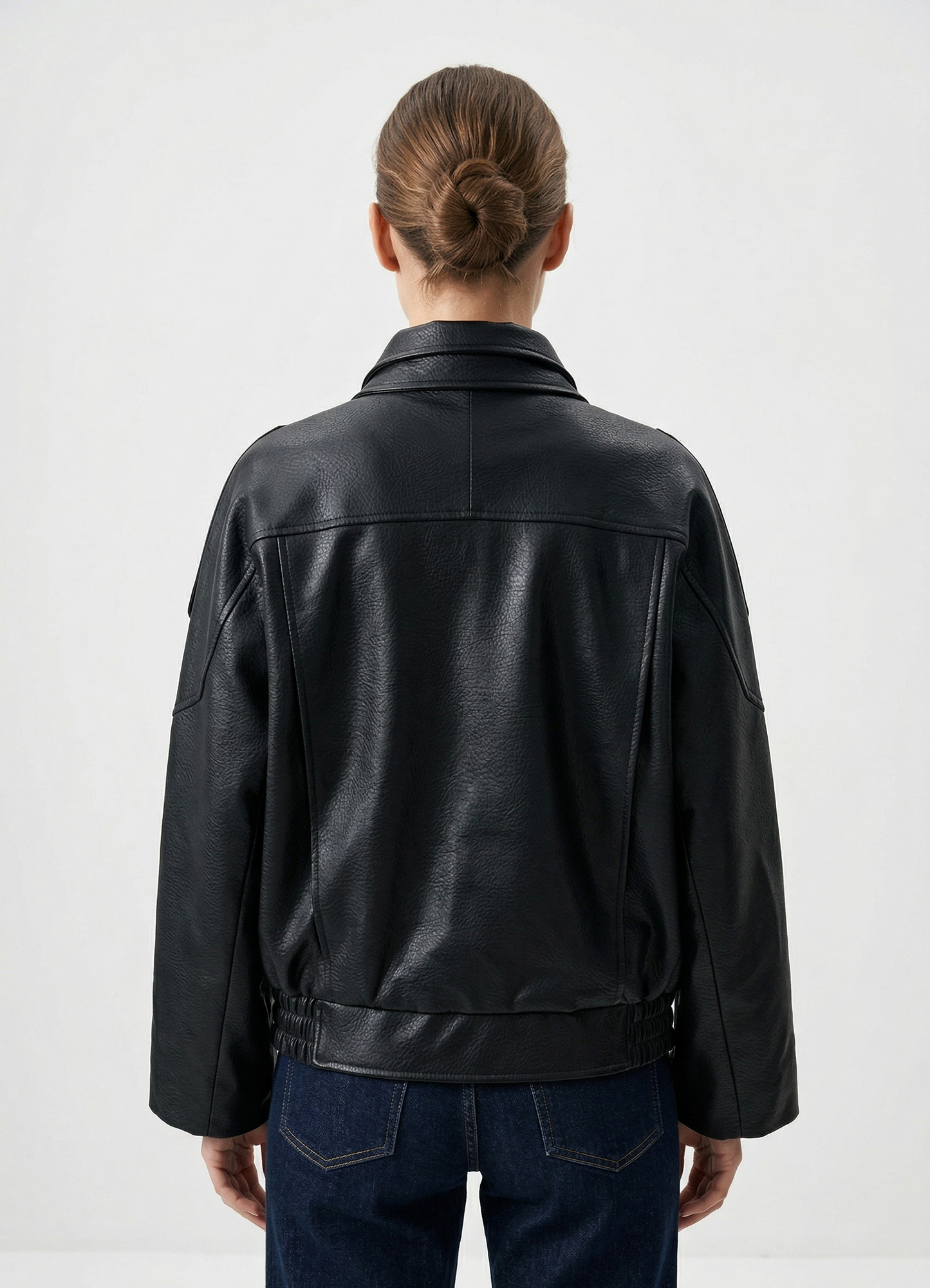 VESTE BIKER SIMILICUIR GRAINÉ À DOUBLE COL
