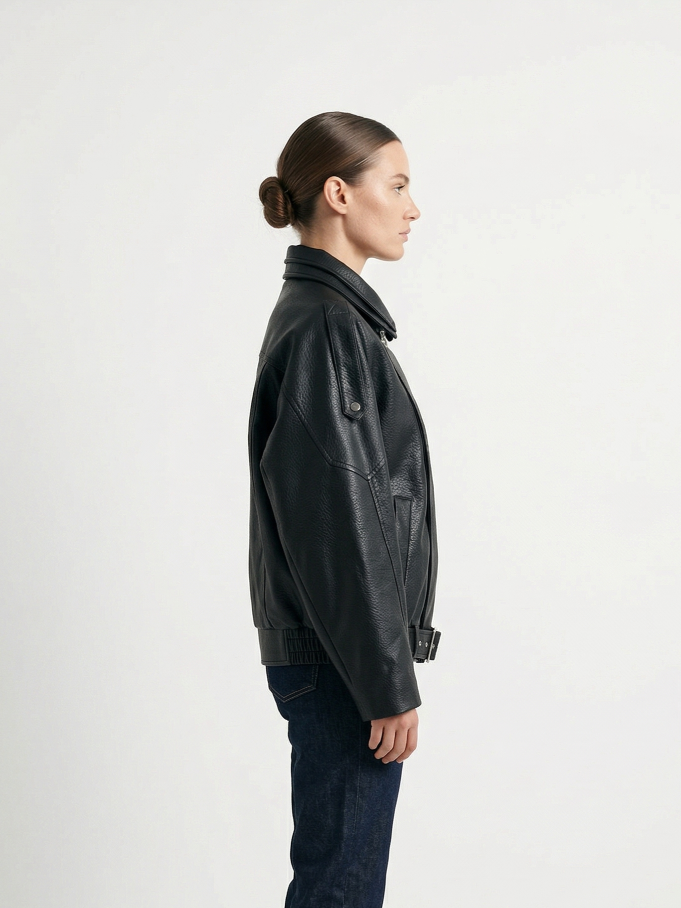 VESTE BIKER SIMILICUIR GRAINÉ À DOUBLE COL